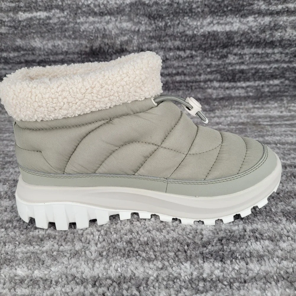Columbia Snowtrot Shorty Grey Green Quilted‎ Insulated Winter Boots Womens 7 NEW